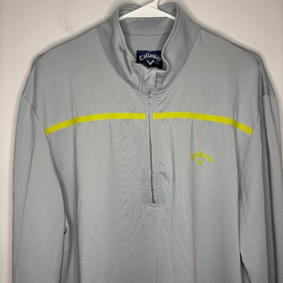 CALLAWAY Weather Series Men 1/4 Zip L Gray Yellow Long Sleeve Performance - Picture 1 of 5
